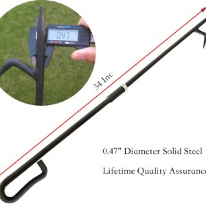 Fire Poker for Fire Pit. 34 Inc 2 Lb Heavy Duty Fireplace Poker Made of Diameter 0.47 Inc Solid Steel. Upgraded Campfire Poker for Fireplace, Camping, Fire Pit, Wood Stove, Outdoor& Indoor Use.