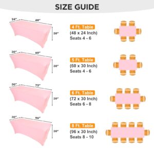 SEPARO 2 Pack 6 Ft Pink Table Cover Fitted Rectangular Tablecloth Stretchable Fabric Lycra Table Cloth 6 ft Wrinkle-Free for Party Tradeshows Banquet Weddings Cocktail