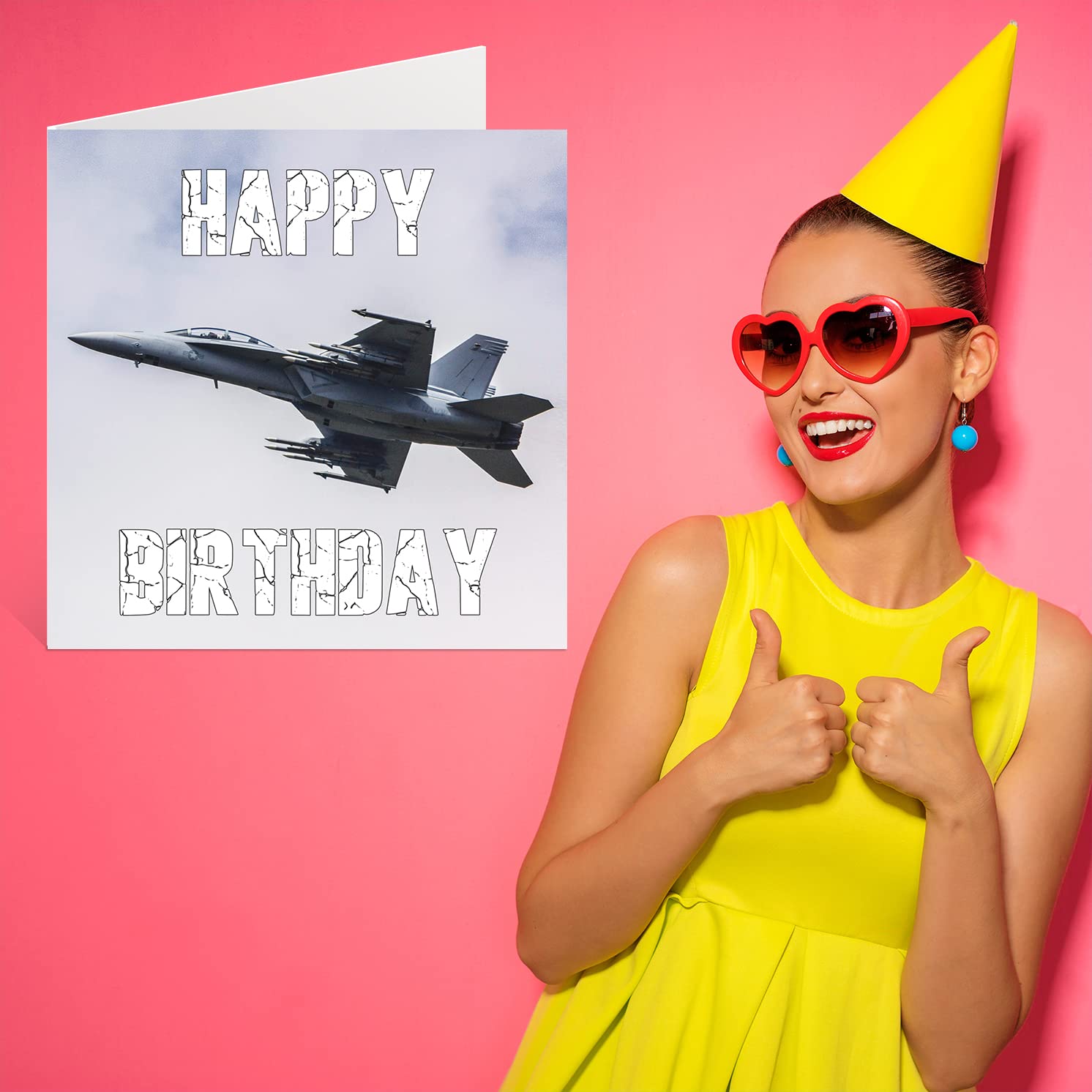 Aviation Birthday Cards for Men Women - Fighter Jet Aeroplane - Birthday Card for Mom Dad Papa Pops Brother Sister Son Daughter Grandma Grandpa, 5.7 x 5.7 Inch Greeting Cards, 30th 40th 50th Cards