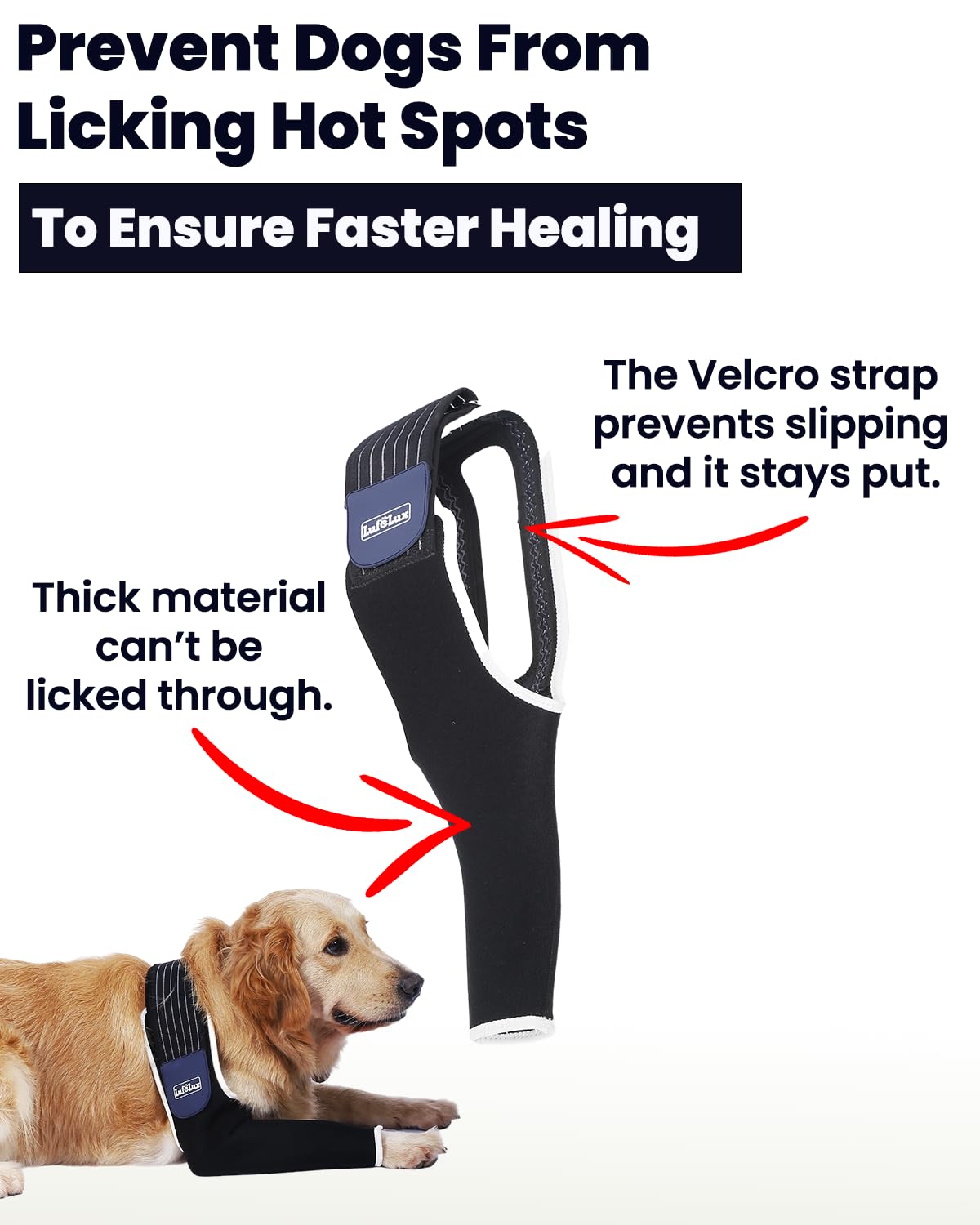 LufeLux Dog Recovery Sleeve, Dog Front Leg Sleeve, Dog Cone Alternative, Shoulder Protect Sleeve for Dog with Strechy Adjustable Elastic Band, for Hot Spots, Wounds, Bandages, Anti Lick for Dog