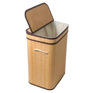 geramexi bamboo laundry basket with removeable lid 72l clothes hamper with handle, foldable freestanding clothes hamper basket bedroom, bathroom,