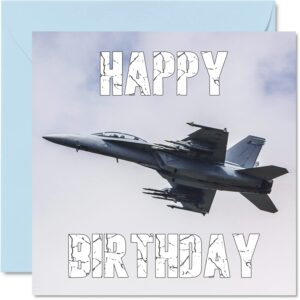 aviation birthday cards for men women - fighter jet aeroplane - birthday card for mom dad papa pops brother sister son daughter grandma grandpa, 5.7 x 5.7 inch greeting cards, 30th 40th 50th cards