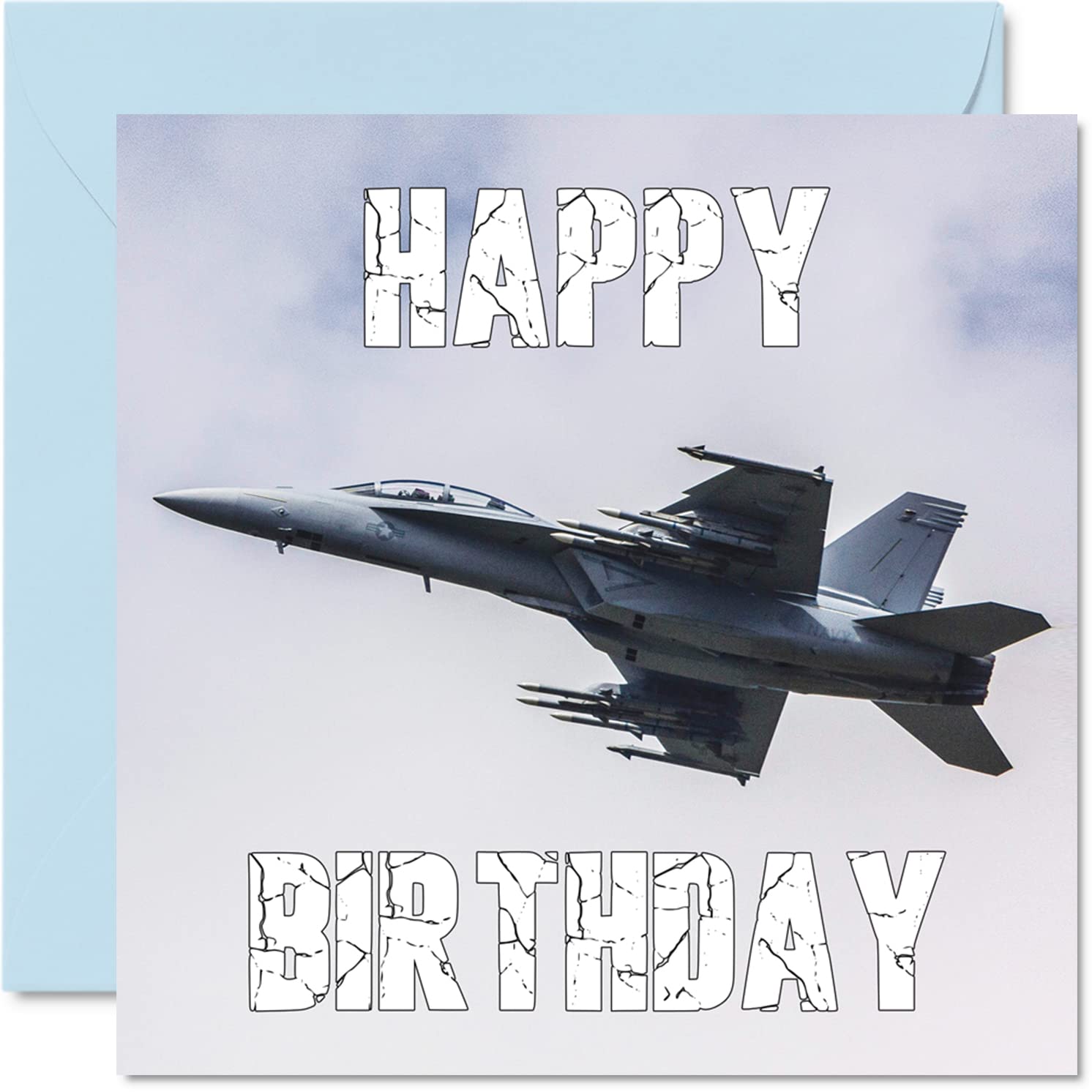 Aviation Birthday Cards for Men Women - Fighter Jet Aeroplane - Birthday Card for Mom Dad Papa Pops Brother Sister Son Daughter Grandma Grandpa, 5.7 x 5.7 Inch Greeting Cards, 30th 40th 50th Cards