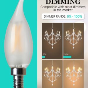 AMDTU E12 LED Bulb, Frosted Chandelier Light Bulbs 2700K Soft Warm White, 40W Type B Candelabra Light Bulbs Small Base, Dimmable, 2 Pack