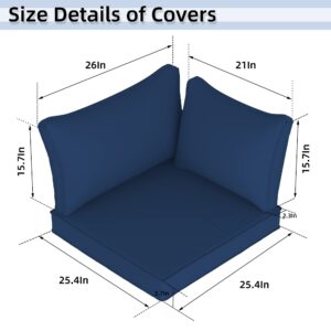 ASJMR Outdoor Cushion Covers 11 Pieces Patio Cushion Covers Replacement for Outdoor Furniture Patio Furniture Set Outdoor Cushion Slipcovers, Outdoor Seat Cushion Covers and Back Pillow Covers - Navy