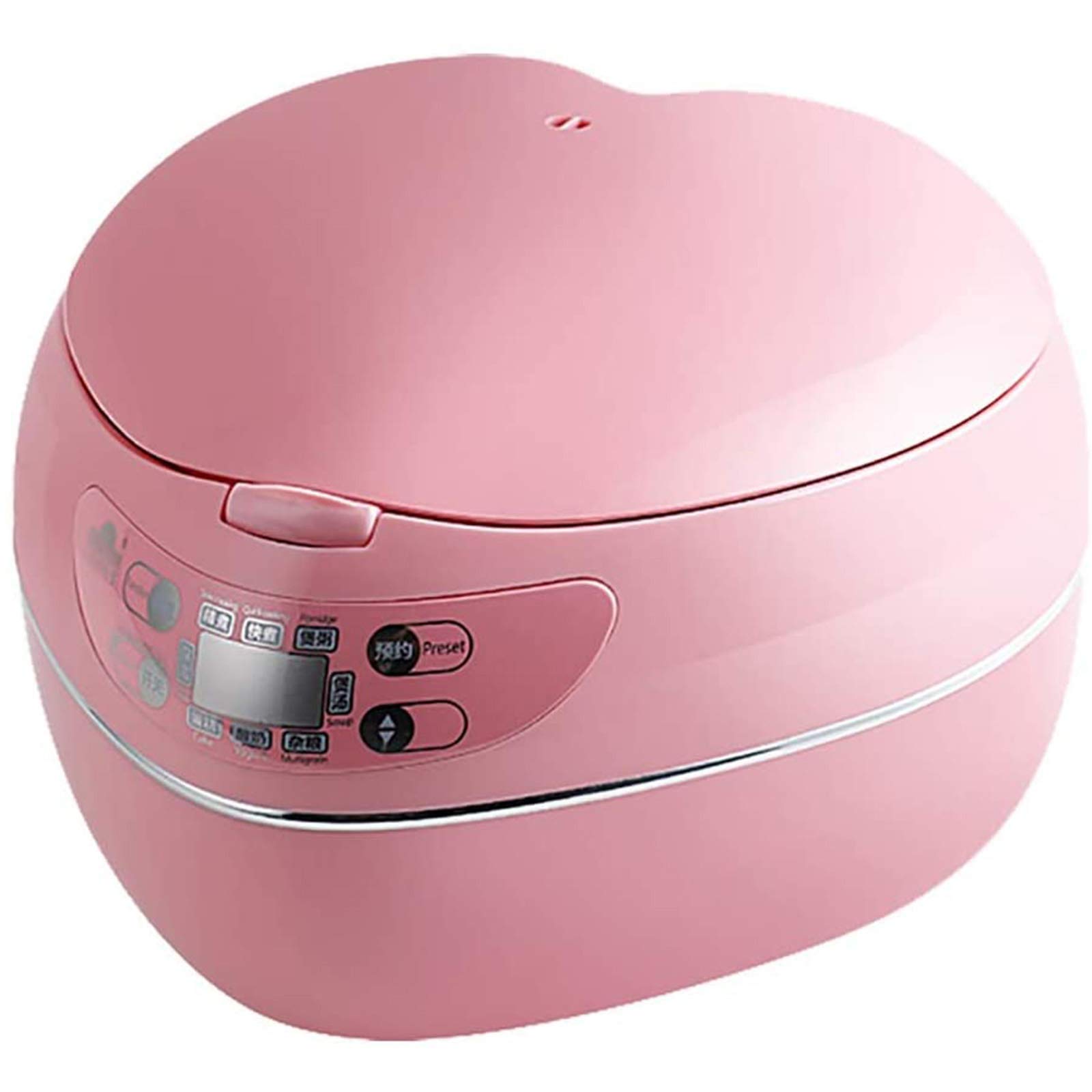 Peach Heart Shape Rice Cooker Smart 300W Rice Cooker 1.8L, Portable 6 in 1 Rice Cooker with Preset Timer and Thermostat,A