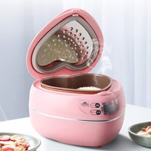 peach heart shape rice cooker smart 300w rice cooker 1.8l, portable 6 in 1 rice cooker with preset timer and thermostat,a