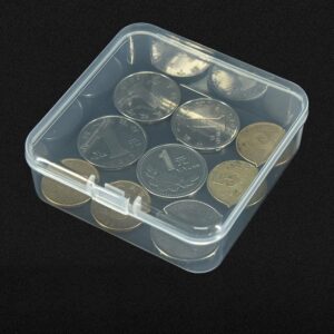 6 Pieces Small Plastic Box with Lids Square Plastic Containers Clear Plastic Boxes Craft Containers Plastic Beads Storage Containers Box for Beads Jewelry Small Items, 2.95x2.95x0.98 Inches