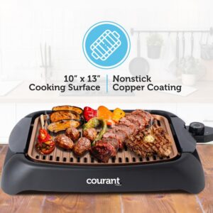 courant smokeless indoor grill, Copper Non-stick Coating Extra Large and Adjustable Temperature Control, Grill BBQ, Table Top Indoor Grill