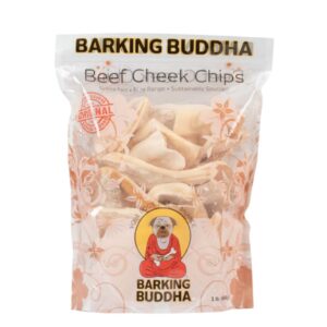 Barking Buddha Beef Cheek Chips | Extra Thick 2"-4" All Natural Rawhide Alternative No Hide Premium Dog Chew Strips | Natural Beef | 1LB Bag