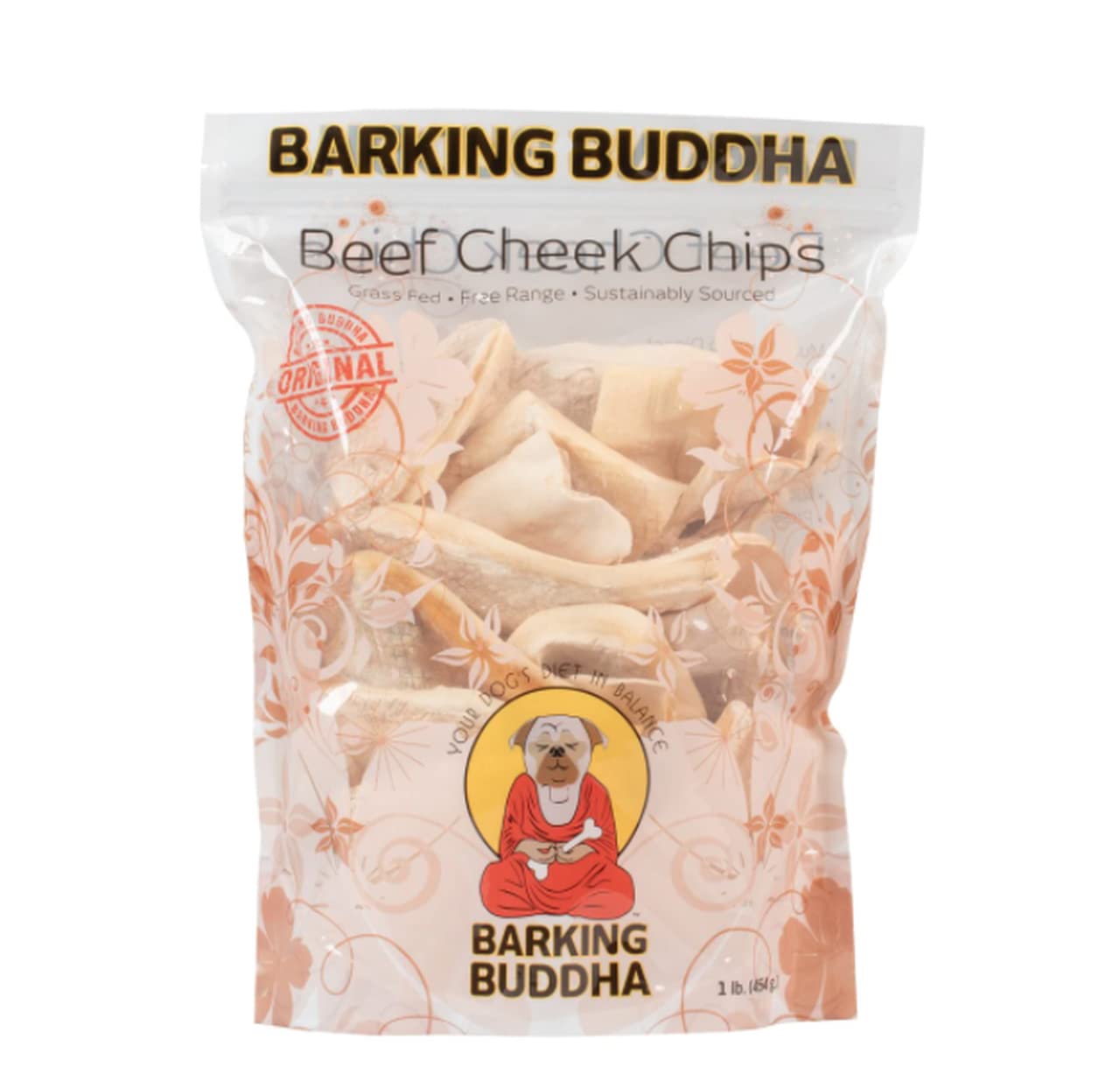 Barking Buddha Beef Cheek Chips | Extra Thick 2"-4" All Natural Rawhide Alternative No Hide Premium Dog Chew Strips | Natural Beef | 1LB Bag