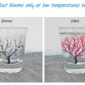 APROFAMILY Emotional Korean Soju Glass Cup with Changing Cherry Blossom Color 4pcs Set Whiskey, tequila, sake, and other alcoholic beverages are available (SOJU(4PCS))