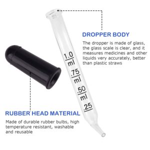 MRXBN Eye Dropper, Glass Medicine Droppers for Dose and Measurement 1 mL Capacity- Bent Tip Calibrated Dropping Pipettes for Essential Oils, Resin Stain and Other Liquids (Bent Tip 20pcs)