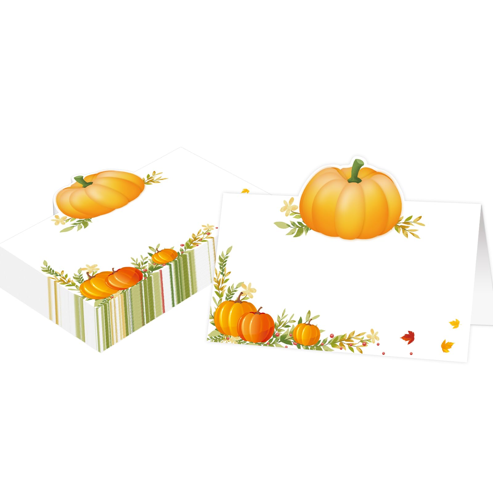 Treasure Cove Thanksgiving Table Place Cards Fall Pumpkin Tent Name Cards Guest Table Seating 25Pcs