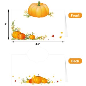 Treasure Cove Thanksgiving Table Place Cards Fall Pumpkin Tent Name Cards Guest Table Seating 25Pcs