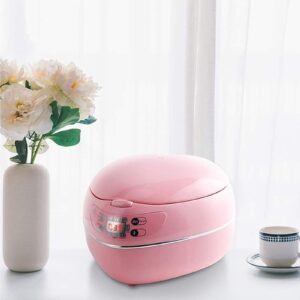 Peach Heart Shape Rice Cooker Smart 300W Rice Cooker 1.8L, Portable 6 in 1 Rice Cooker with Preset Timer and Thermostat,A