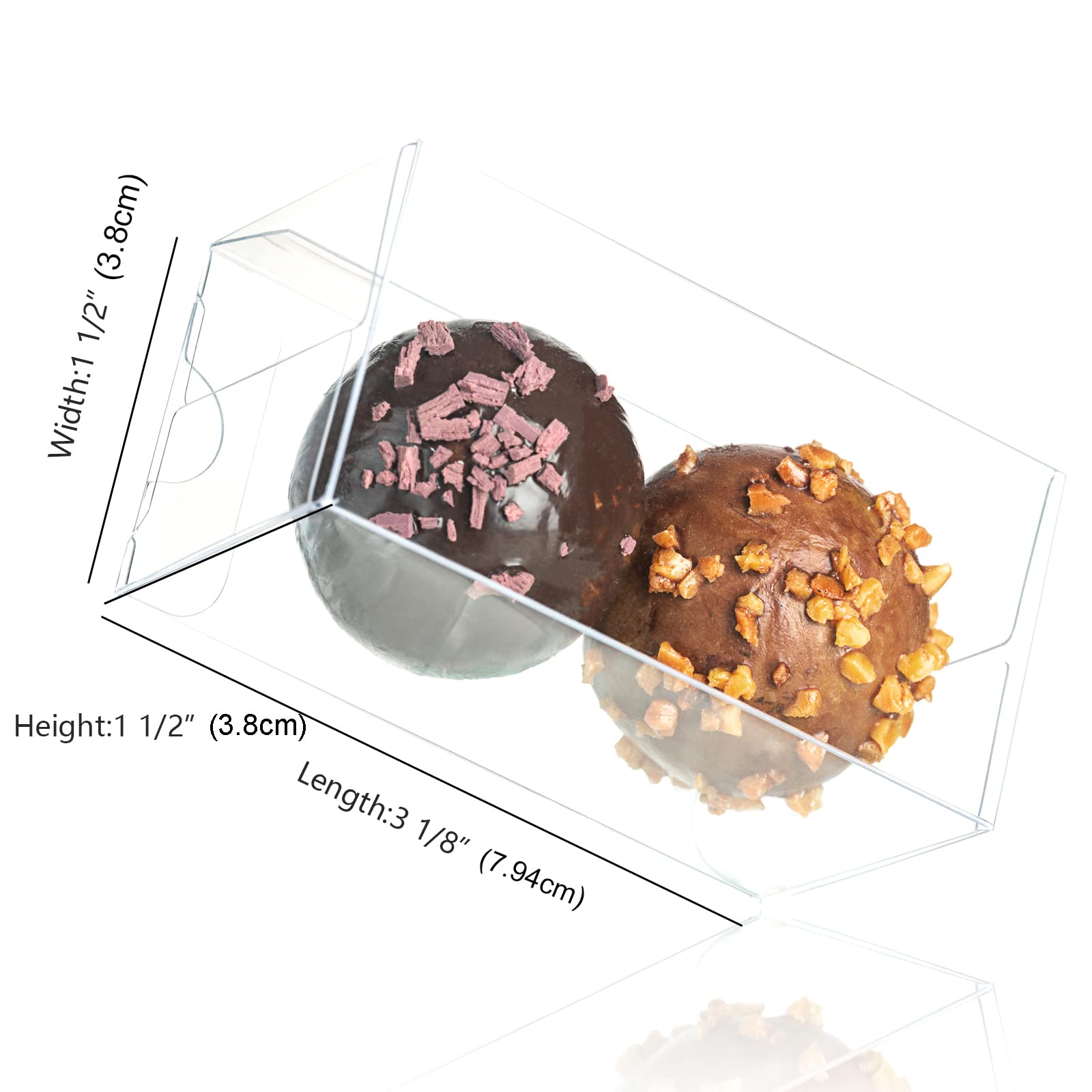 SLShePack 45 Pack 3 1/8"x1½"x1½" Plastic Clear Truffle Boxes Packaging 2 Chocolate Boxes Wedding Favor Caramels Boxes Candy Gift Boxes little glass bears boxes treat boxes （Pay Attention To Size）