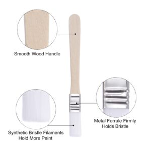 uxcell 0.5" Width Small Paint Brush Nylon Bristle with Wood Handle Painting Tool for Wall, Door, Cabinets, Furniture, Fences, White 6Pcs