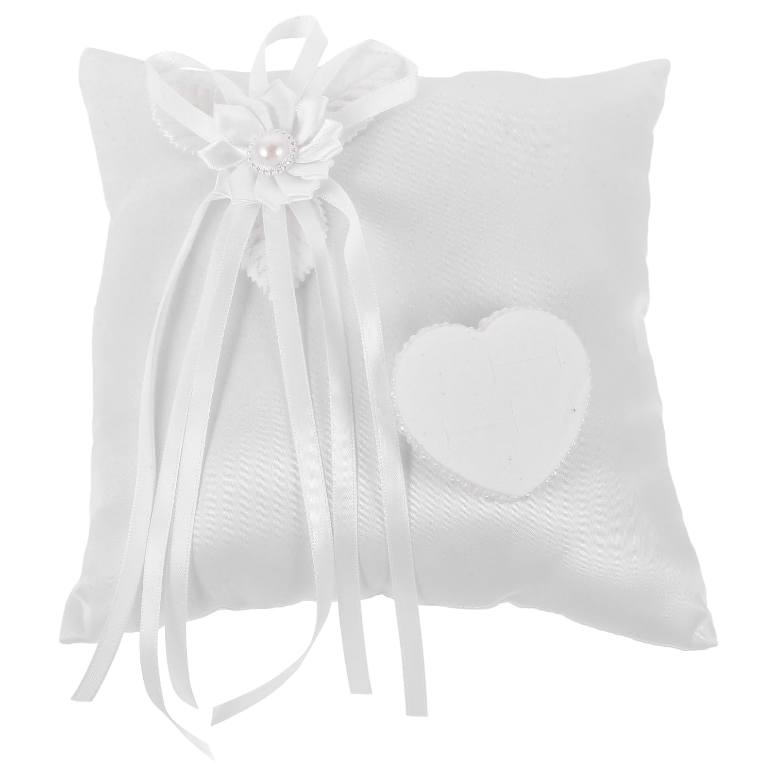 Veemoon Ring Bearer Pillow, 7.86 in Decor Bridal Wedding White Ring Holder Bearer Pillow for Beach Wedding Party