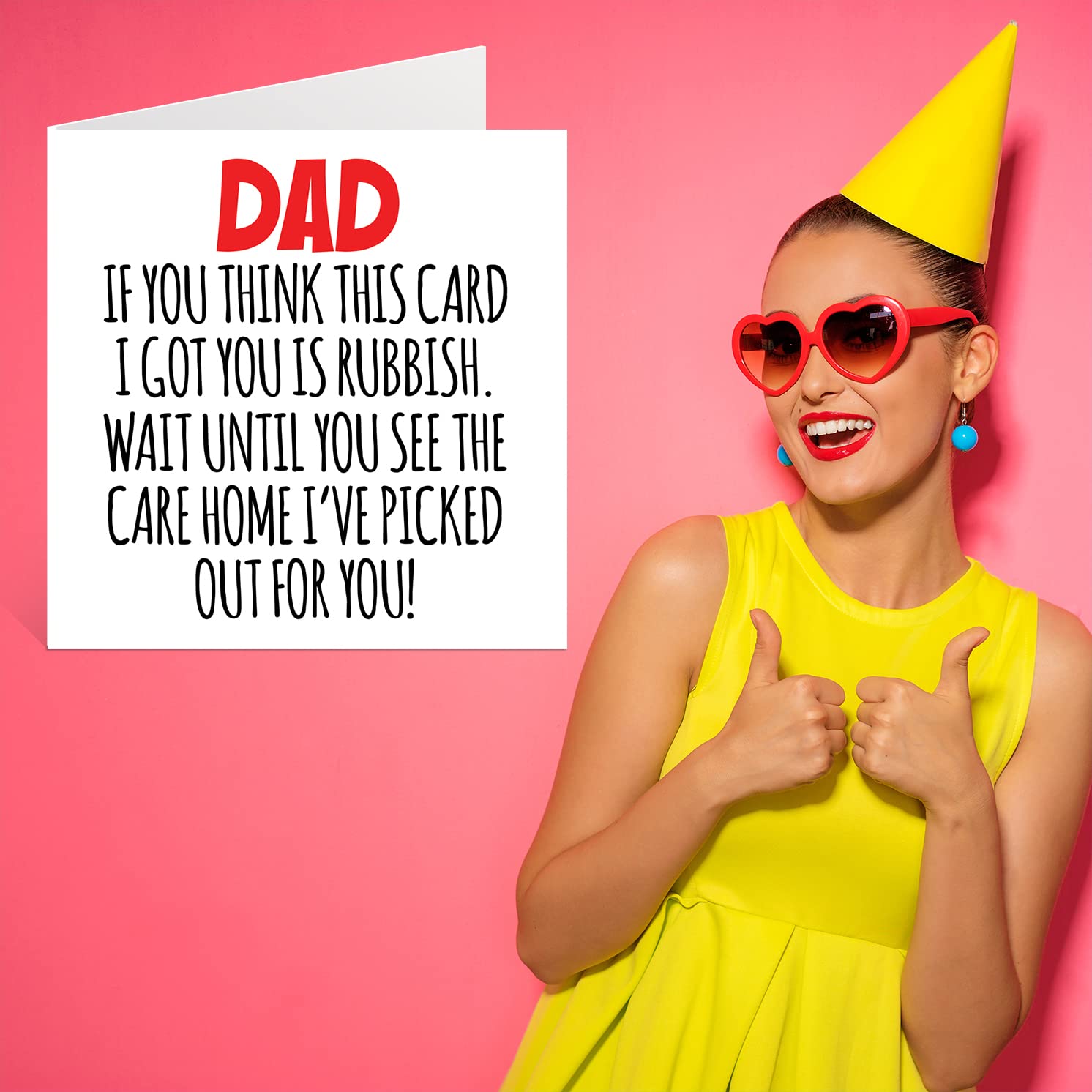 Stuff4 Funny Happy Birthday Cards for Dad - Care Home - Joke Birthday Card for Dad from Son Daughter, Birthday Gifts, 5.7 x 5.7 Inch Humor Father's Day Greeting Cards Gift for Daddy Papa