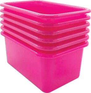 teacher created resources pink small plastic storage bin 6-pack (tcr2088576)