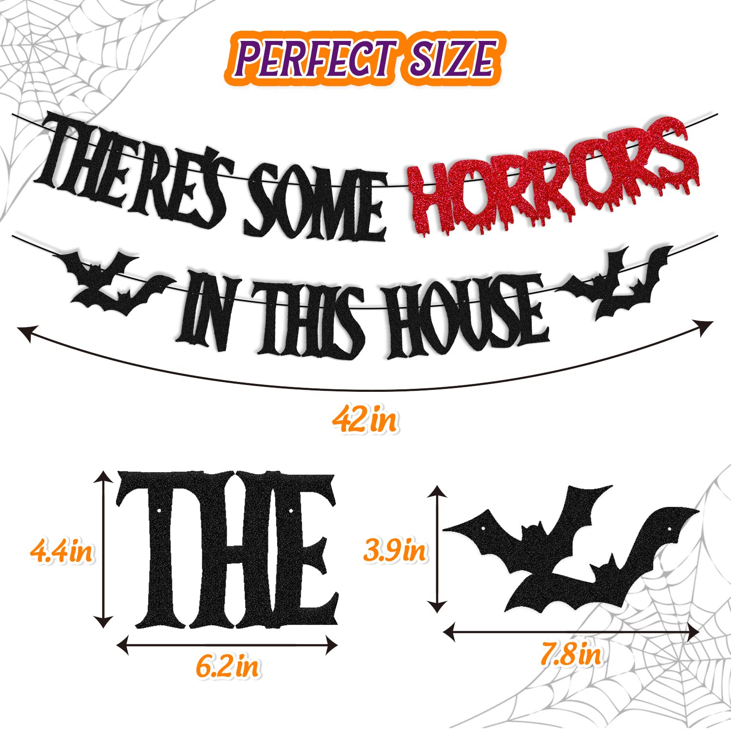 There’s Some Horrors in This House Banner Halloween Horrible Bat Scary Themed for Boy Girl Kids Halloween Festival Party Decorations