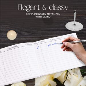 7 pcs Guest Book Set, Funeral Guest Book, Includes: Guestbook, 50 Memory Cards, Ball Pen+Pen Stand, Table Sign, Card Box, Mailer Box, Celebration of Life Guest Book, Registry Book, Memory Book