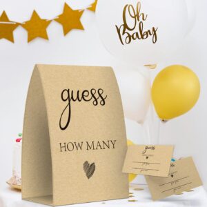 Guess How Many, Kraft, Bridal Shower Decorations, Bridal Shower Games - One Sign and 50 Cards(GUESS003)