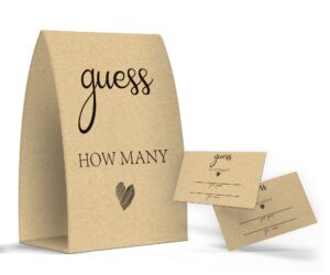 guess how many, kraft, bridal shower decorations, bridal shower games - one sign and 50 cards(guess003)