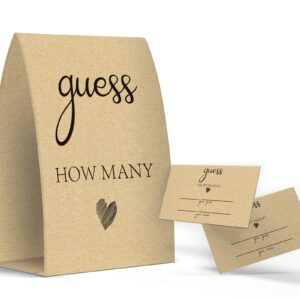 Guess How Many, Kraft, Bridal Shower Decorations, Bridal Shower Games - One Sign and 50 Cards(GUESS003)