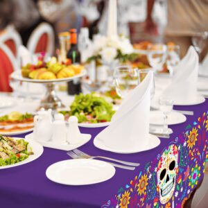 Day of The Dead Party Disposable Tablecloth Plastic Sugar Skull Table Cover for Dia De Los Muertos Party Decoration 54 X 108 inch 3 Pack for Day of The Dead Party