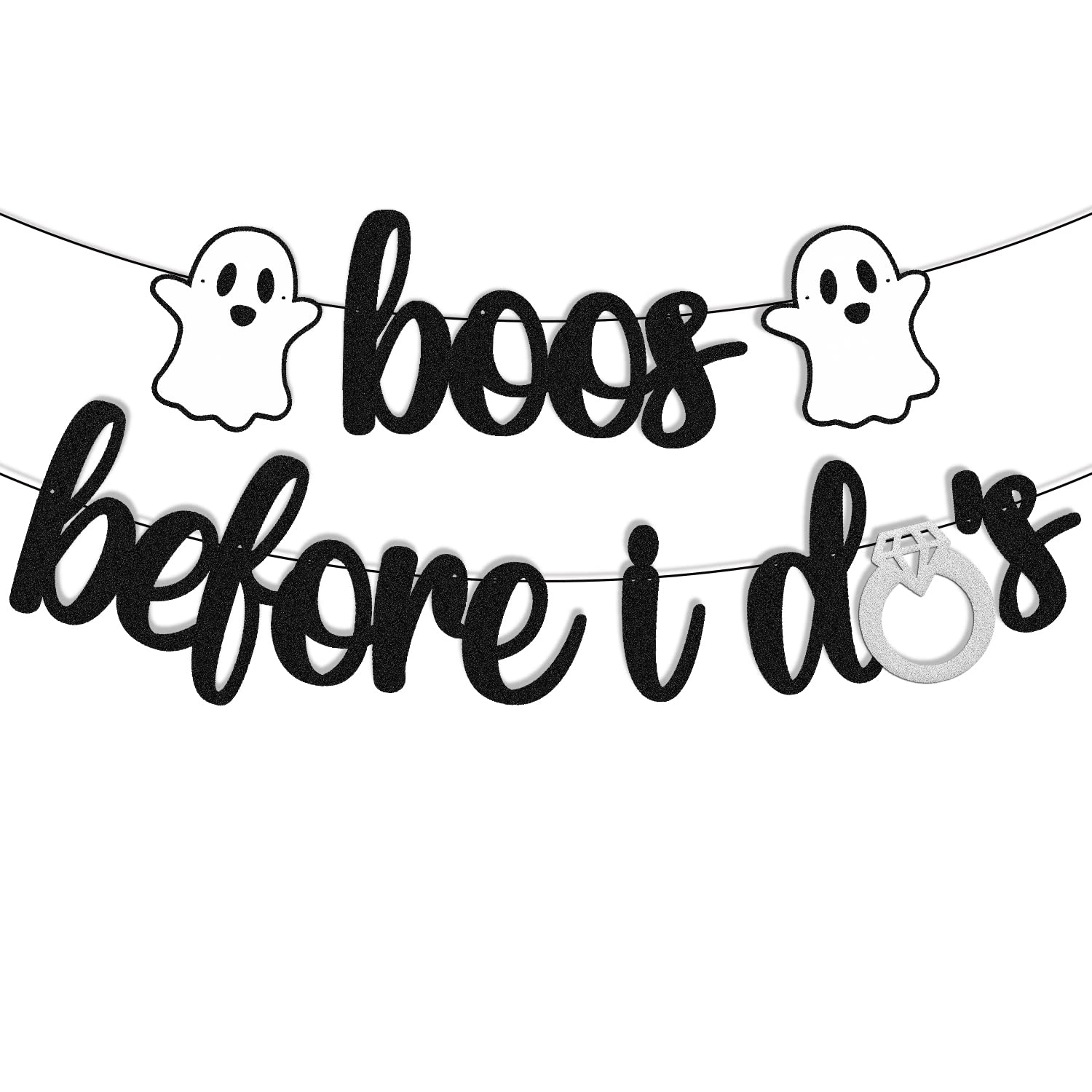 Boos Before I Do’s Banner Halloween Ghost Ring Diamond Themed for Boy Girl Bachelorette Wedding Bride to Me Bridal Shower Party Decorations