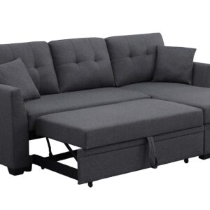 Sleeper Sofa with Pull Out Couch, Sleeper Couch with Storage Chaise, Small Sectional Sofa Lounge Couch 3 Seater Reversible Sofa Couch for Living Room, Bedroom,Apartment