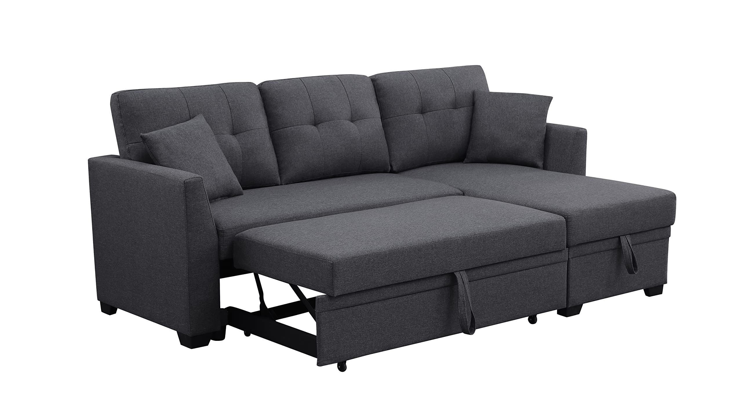 Sleeper Sofa with Pull Out Couch, Sleeper Couch with Storage Chaise, Small Sectional Sofa Lounge Couch 3 Seater Reversible Sofa Couch for Living Room, Bedroom,Apartment