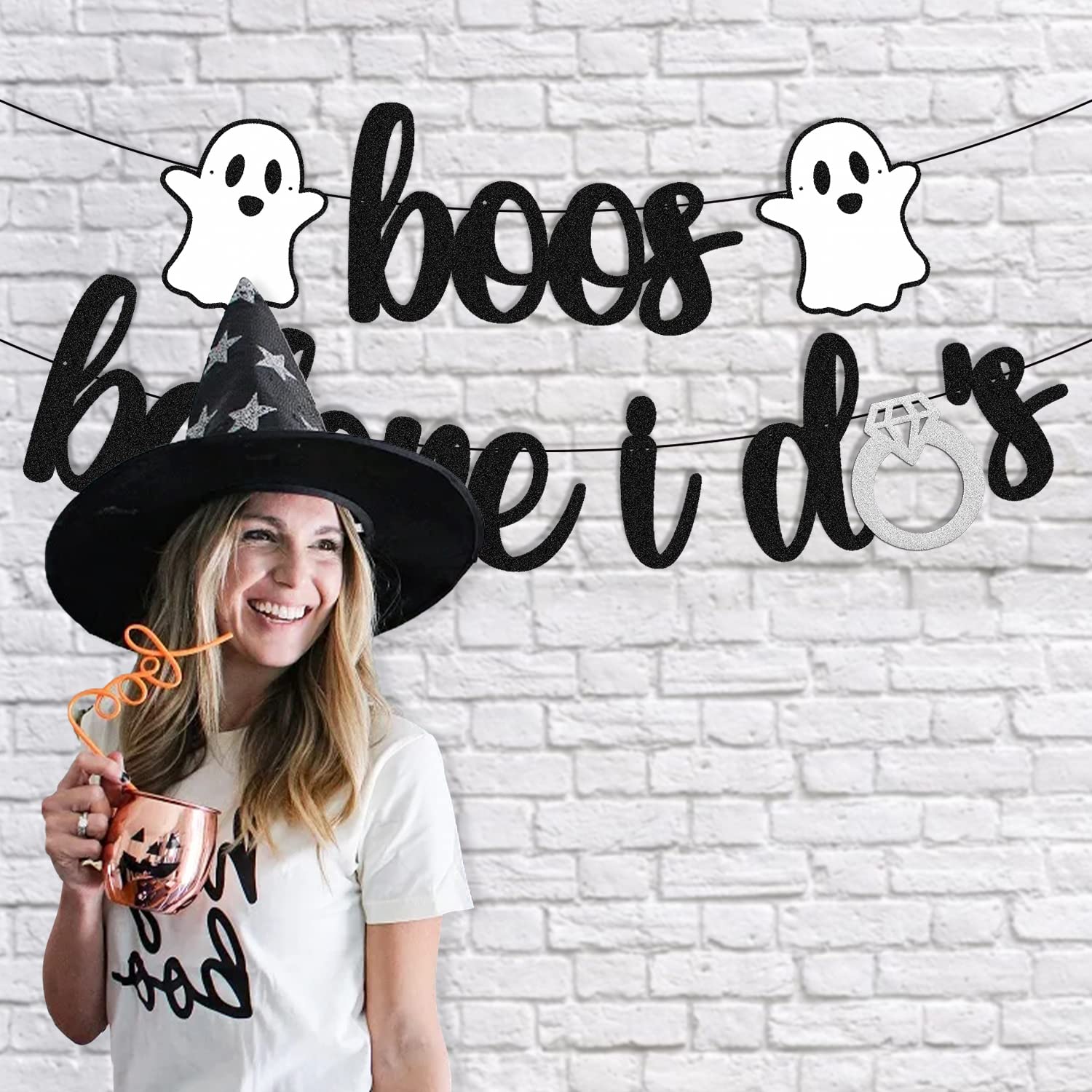 Boos Before I Do’s Banner Halloween Ghost Ring Diamond Themed for Boy Girl Bachelorette Wedding Bride to Me Bridal Shower Party Decorations