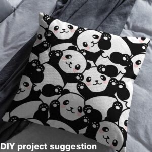 Panda Fabric by The Yard, Kawaii Cute Panda Decorative Fabric for Quilting Sewing, Black White Panda Upholstery Fabric, Cartoon Giant Panda Fabric for Kids Clothing DIY, 2 Yards, Black White