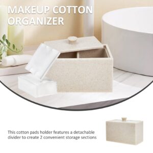 Zerodeko Holder Cotton Round Holder Resin Cotton Swab Storage Box with Lids 2 Compartments Cotton Pad Container Makeup Cotton Swab Canister Vanity Organizer (Beige) Tampon Flask