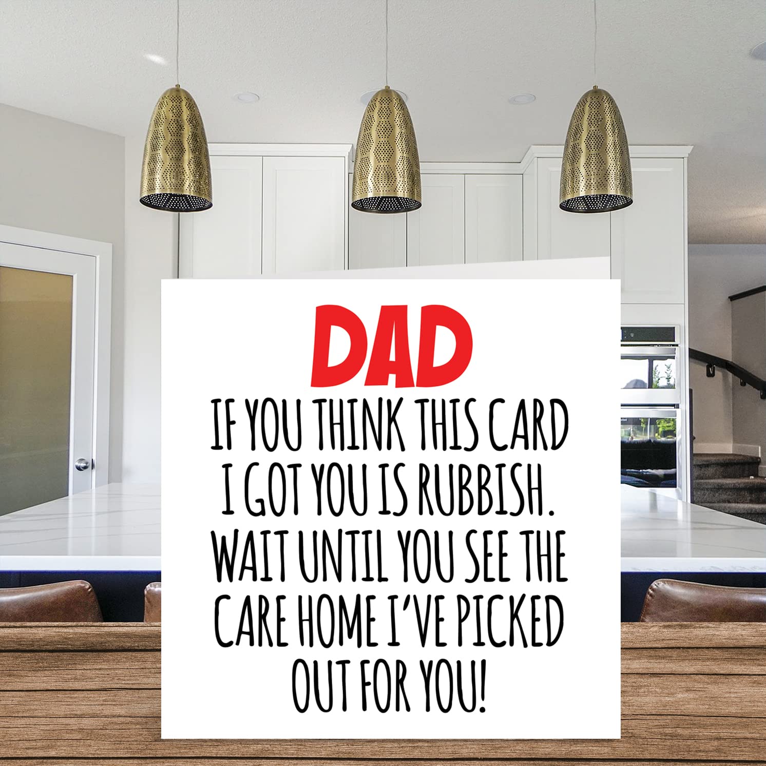 Stuff4 Funny Happy Birthday Cards for Dad - Care Home - Joke Birthday Card for Dad from Son Daughter, Birthday Gifts, 5.7 x 5.7 Inch Humor Father's Day Greeting Cards Gift for Daddy Papa