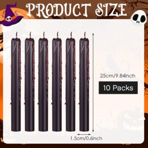 10 Pieces Halloween Drip Candles Black Candles Halloween Candles Vampire Goth Bedroom Decor Gothic Cool Candles Bleeding Candles Taper Candles Drip for Rituals Halloween Decor, 9.9 Inches