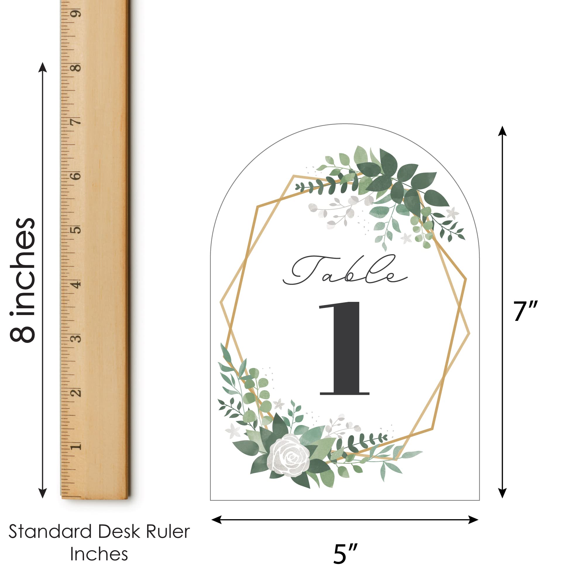 Big Dot of Happiness Boho Botanical Bride - Greenery Bridal Shower and Wedding Party Double-Sided 5 x 7 inches Cards - Table Numbers - 1-20