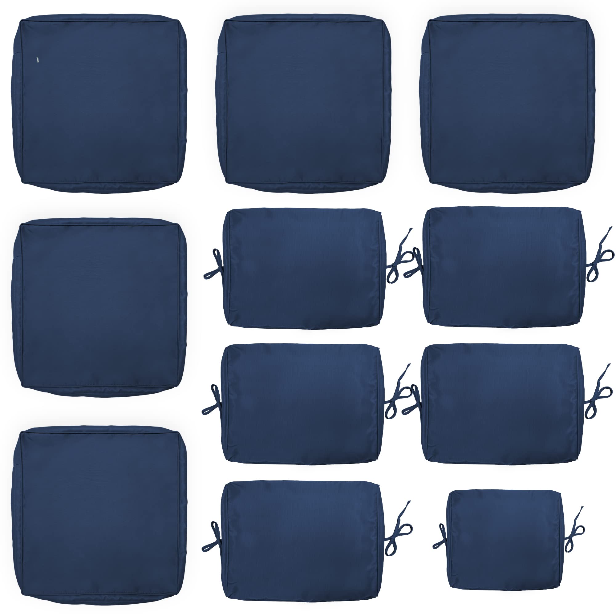 ASJMR Outdoor Cushion Covers 11 Pieces Patio Cushion Covers Replacement for Outdoor Furniture Patio Furniture Set Outdoor Cushion Slipcovers, Outdoor Seat Cushion Covers and Back Pillow Covers - Navy