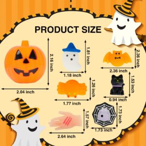 48 Pcs Halloween Mochi Toys Bulk with 24pcs Pumpkin Boxes/Jars for Halloween Party Favors, Classroom Carnival Game Prizes, Treat Bags Gifts, Stress Reliever Anxiety Toys