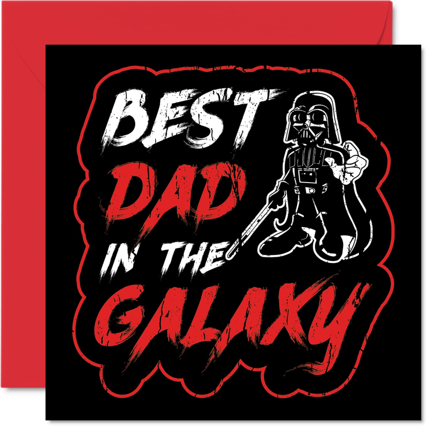 Funny Happy Birthday Cards for Dad - Best Dad In The Galaxy - Joke Birthday Card for Dad from Son Daughter, Father Birthday Gifts, 5.7 x 5.7 Inch Father's Day Greeting Cards Gift for Daddy Papa