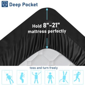 BedLuxury Queen Black Cooling Mattress Topper for Back Pain Extra Thick Mattress pad Cover Plush Soft Pillowtop with Elastic Deep Pocket Overfilled Down Alternative Filling