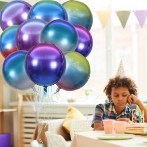 10 Pcs 22 inch Gradient Balloons, Purple Party Decorations 4D Mylar Foil Rainbow Balloons Round Sphere Foil Balloon, Great for Birthday Wedding Parties Balloon Garland Decor (Rainbow Purple -10 Pcs)