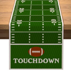 vohado american football court table runner touch down boy sport football birthday party decorations kitchen dining home table decor (13" x 72")