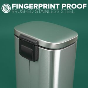 Farberware Step On Trash Can, 5 Liter (1.3 Gal) Metal Garbage Bin, Soft-Closing Lid, Fingerprint & Smudge-Resistant, Removable Inner Bucket, Rigid Steel Pedal, Stainless Steel