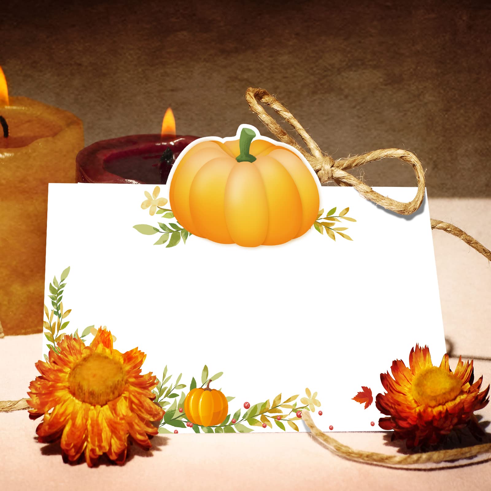 Treasure Cove Thanksgiving Table Place Cards Fall Pumpkin Tent Name Cards Guest Table Seating 25Pcs