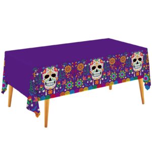 day of the dead party disposable tablecloth plastic sugar skull table cover for dia de los muertos party decoration 54 x 108 inch 3 pack for day of the dead party