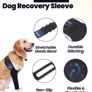 LufeLux Dog Recovery Sleeve, Dog Front Leg Sleeve, Dog Cone Alternative, Shoulder Protect Sleeve for Dog with Strechy Adjustable Elastic Band, for Hot Spots, Wounds, Bandages, Anti Lick for Dog